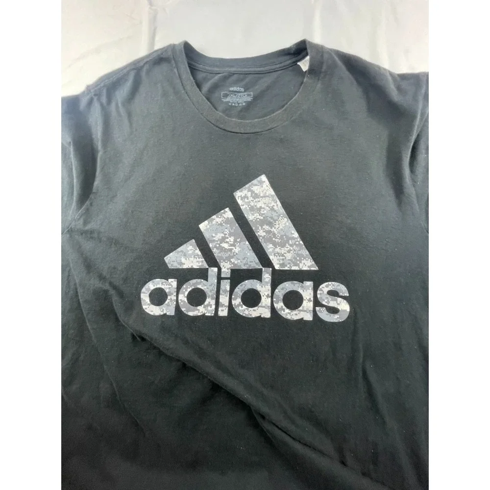 ADIDAS‎ T SHIRT MENS 2XL BLACK CAMO LOGO TEE SHORT SLEEVE ATHLETIC CASUAL